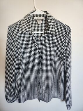 Nine & Co. Black and White Houndstooth Blazer-Style Jacket